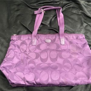 Purple coach city tote bag